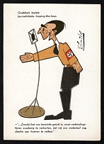 1944 Germany Third Reich, Netherlands Anti Nazi Caricature postcard, Goebbels