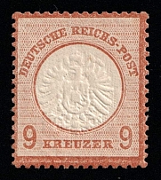 1872 9kr German Empire, Large Breast Plate, Germany (Mi. 27 a, Signed, CV $800)