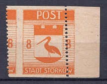 1946 Storkow Germany Local Post 8 Pf (Shifted Perforation, Print Error, MNH)