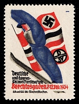 1934 'German and Army Ski Championships', Swastika, Berchtesgaden, Third Reich Propaganda, Mini Poster, Nazi Germany (MNH)