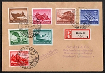 1944 Third Reich, Germany, Wehrmacht, Registered Cover Berlin - Dresden (Mi. 873, 875, 877, 879, 881, 883 - 884, CV $70, Special Cancellation)