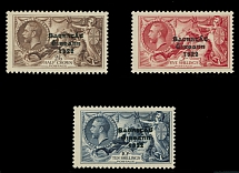 British Commonwealth - Ireland - ''Irish Free State'' - 1935, black overprint on re-engraved King George V and Sea Horses of 2s6p, 5s and 10s, complete set of three, full OG, very light trace of hinges, F/VF, C.v. $652.50, …