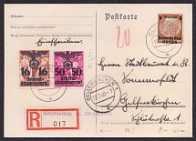 1940 General Government, Germany Registered Postcard, Slotwina - Gelsenkirchen