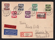 1940 (21 Feb) Germany, Third Reich Registered Express Airmail cover from Danzig to Schwerin, CV $160