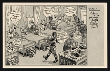 1936-1944 'In the barracks' Military Caricature Propaganda Postcard, Third Reich Nazi Germany, Mint