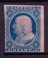 1875 Carriers Stamp, United States Locals & Carriers (Cat #LO6, Genuine, CV $175)