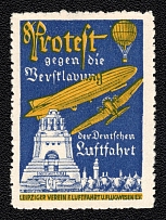 'Protest against the Enslavement of German Aviation', Leipzig Aviation Club, Zeppeling, Airship, Ballon, Germany, Cinderella, Propaganda Stamp