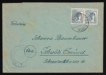 Germany, Internment Lager, DP Camp, Displaced Persons Camp, Censorship Cover from Kornwestheim to Schwabisch Gmund (Mi. 947)