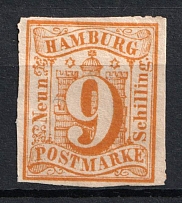 1859 9s Hamburg, German States, Germany (Mi. 7, CV $200)