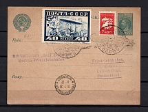 1930 Airship Graf Zeppelin Flight Moscow to Friedrichshafen Postcard Card