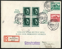 1938 Registered cover with Souvenir Sheet sent to Chemnitz