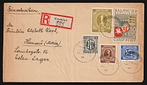 1946 (2 Jul) Schongau, Baltic DP Camp, Displaced Persons Camp, Allied Zone of Occupation, Registered Cover from Frankfurt am Main to Hanau franked with Mi. 913, 926 a, 937 a, 16 (Germany), Wilhelm 1 b (CV $100)