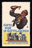 Third Reich, Germany, Berlin, 'Poisons Only in Poison Bottles!', Accident Prevention Propaganda Stamp, Non-Postal