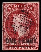 1863 1p Saint Helena, British Colonies (SG 3, Canceled, CV $400)