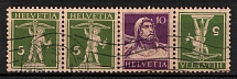 1924-33 Switzerland, Tete-beche (Mi. 201 x, 204 x, Undescribed in Catalog, Canceled)