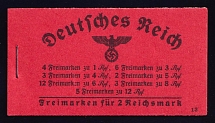 1940-41 Compete Booklet with stamps of Third Reich, Germany, Excellent Condition (Mi. MH 39.3, CV $590)