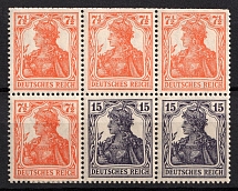 1917-18 German Empire, Germany, Se-tenants, Zusammendrucke, Block (Mi. 16, CV $620)