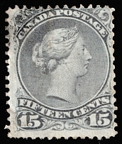 1868 15с Dominion of Canada (SG 61b, Canceled, CV $50)