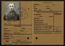 1934 Storm Trooper identity card for Corporal Josef Eicker, Germany Third Reich