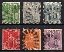 1875-78 Barbados, British Colonies (Mi. 25 C - 30 C, Canceled, CV $40)