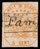 1863 5c Colombia, South America (Mi 18, Canceled, CV $100)