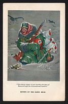 'Detour on The Glory Road', WWII Anti-Axis Propaganda, Hitler Caricatures, Cartoon Illustration Postcard By Polish Artist Arthur Szyk, Mint