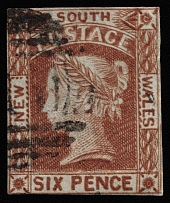 1852-53 6p New South Wales, Australia (SG 73, Canceled, CV $400)