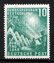 1949 10pf German Federal Republic, Germany (Mi. 111 V 1st '9' in '1949' broken, CV $390, MNH)