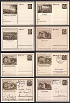 1935-37 Hindenburg, Third Reich, Germany, 8 Postal Cards