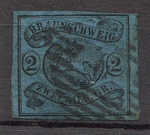 1853-56 Braunschweig Germany 2 S (CV $100, Canceled)