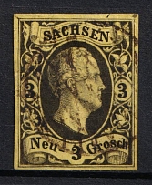 1851-55 3ngr Saxony, German States, Germany (Mi. 6, Used, CV $50)