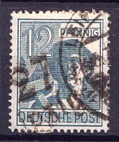 1948 12pf District 27 Leipzig Main Post Office, Leipzig Emergency Issue, Soviet Russian Zone of Occupation, Germany (Canceled)