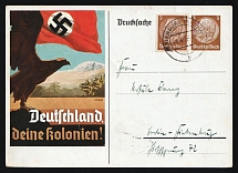 1935 (4 Apr) 'Germany, Your Colonies!', Nuremberg Rally, Nazi Germany, Third Reich Propaganda, Postcard from Marienburg
