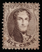 1863 20c Belgium (Mi 11B, CV $120)