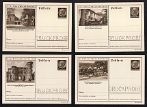 1939 Hindenburg, Third Reich, Germany, 4 Postal Cards (Proofs, Druckproben)