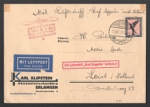 1929 (13 Oct) Germany, Graf Zeppelin airship airmail cover from Friedrichshafen to Leist (Holland), Flight to Holland 'Friedrichshafen - Friedrichshafen' (Sieger 41 A, CV $90)