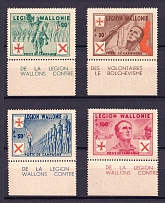 1942 Belgian Wallonia Legion, Germany (Margins, Control Numbers, Mi. I - IV, Full Set, CV $170, MNH)