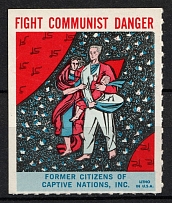 'Fight Communist Danger', Former Citizens of Captive Nations, United States, Cinderella, Non-Postal Stamp