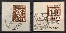 1944 Woldenberg, Poland, POCZTA OB.OF.IIC, WWII Camp Post, Postage Due (Fi. D2, D4, Signed, Commemorative Cancellations)