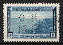1937-38 13c Canada, Official Stamp (SG O104, Perfin, MNH)