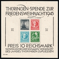 1945 Thuringia, Soviet Russian Zone of Occupation, Germany, Souvenir Sheet (Mi. Bl. 2 t, CV $1,150)