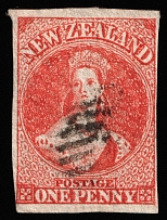 1862-64 1p New Zealand (SG 33, Canceled, CV $450)