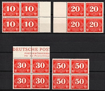 1940 General Government, Germany, Delivery Stamps, Blocks of Four (Mi. 1 - 4, Full Set, Margins, CV $30)