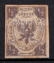 1859 1/2s Lubeck, German States, Germany (Mi. 1, CV $900)
