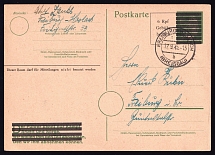 1946 4 (Jan) 6rpf French Zone of Occupation, Postcard from Haslach to Freiburg, Germany, Fee Paid, Freiburg Postmark