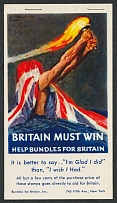 'Britain Must Win', Help Bundless for Britain, WWII, New York, United States, Propaganda, Booklet with Stamps (MNH)