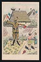 'The Last Remembrance', France, Anti Hitler WWII Propaganda, Hitler Caricature, Cartoon Illustration Postcard, Edition A. Jaegy, Mint
