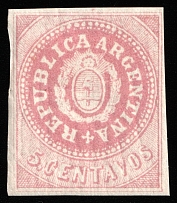 1864 5c Argentina, South America (Mi 5IIb, CV $290)