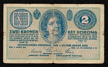 1914 2 Kronen/Korona Banknote Austria-Hungarian Empire