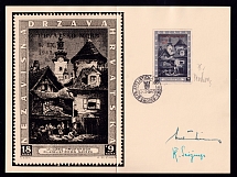 1943 Croatia NDH Philatelic Exhibition Zagreb, First Day of Issue (Mi. 117, Souvenir Booklet with Kirin and Seizinger (authors) Autographs!)